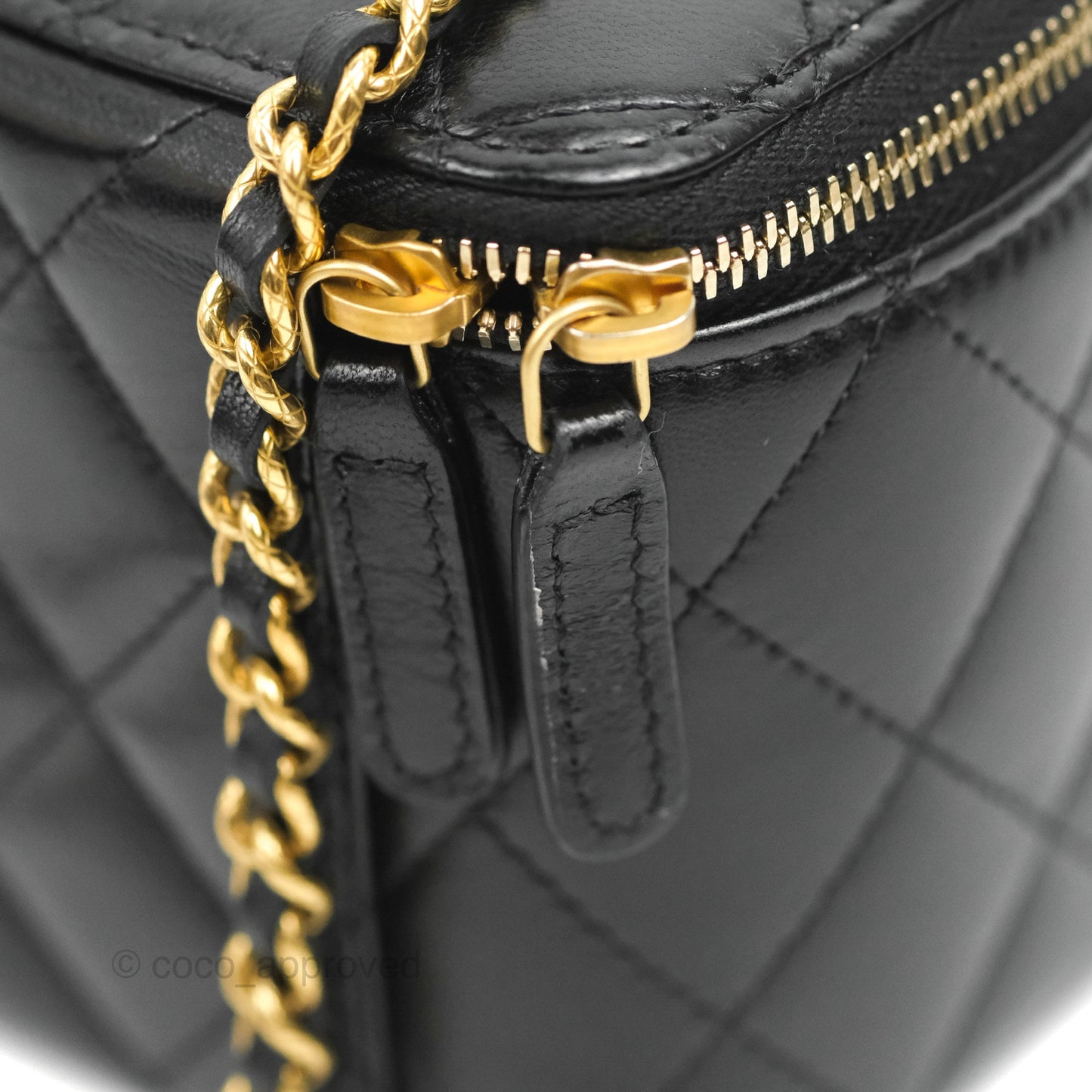 Chanel Vanity with Double Chain Black Shiny Lambskin 23C