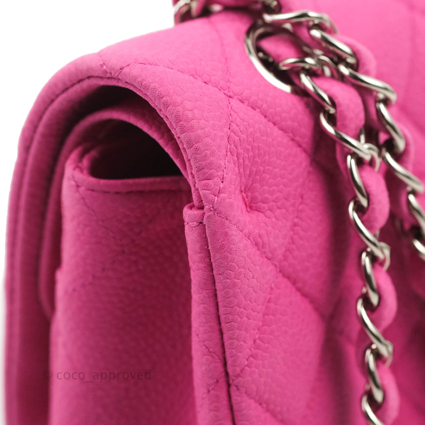 Chanel Classic M/L Medium Flap Quilted Pink Matte Caviar Silver Hardware