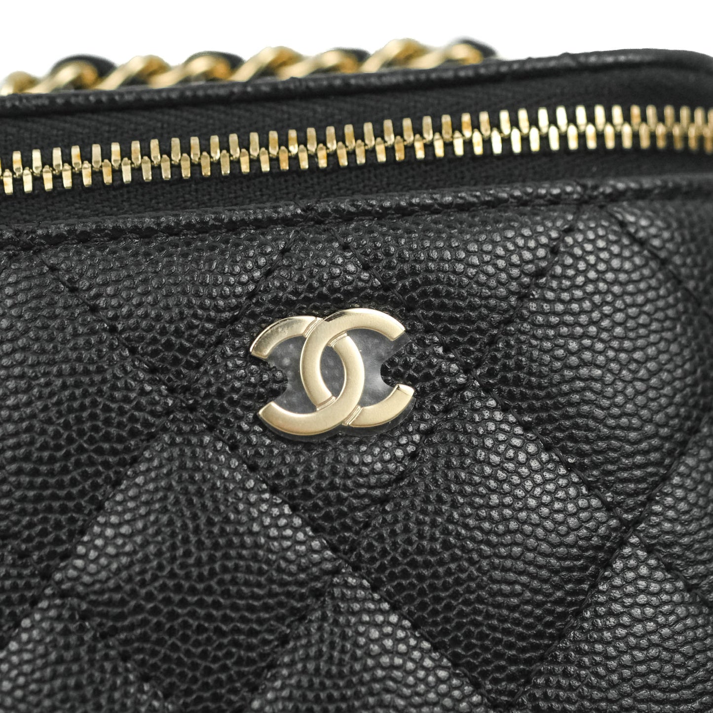 Chanel Classic Mini Vanity With Chain Black Caviar Gold Hardware
