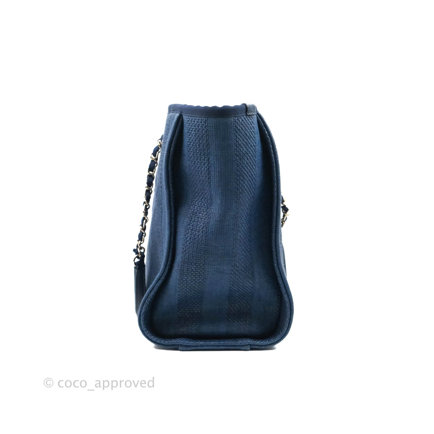 Chanel Canvas Deauville Medium Tote Blue Stripe