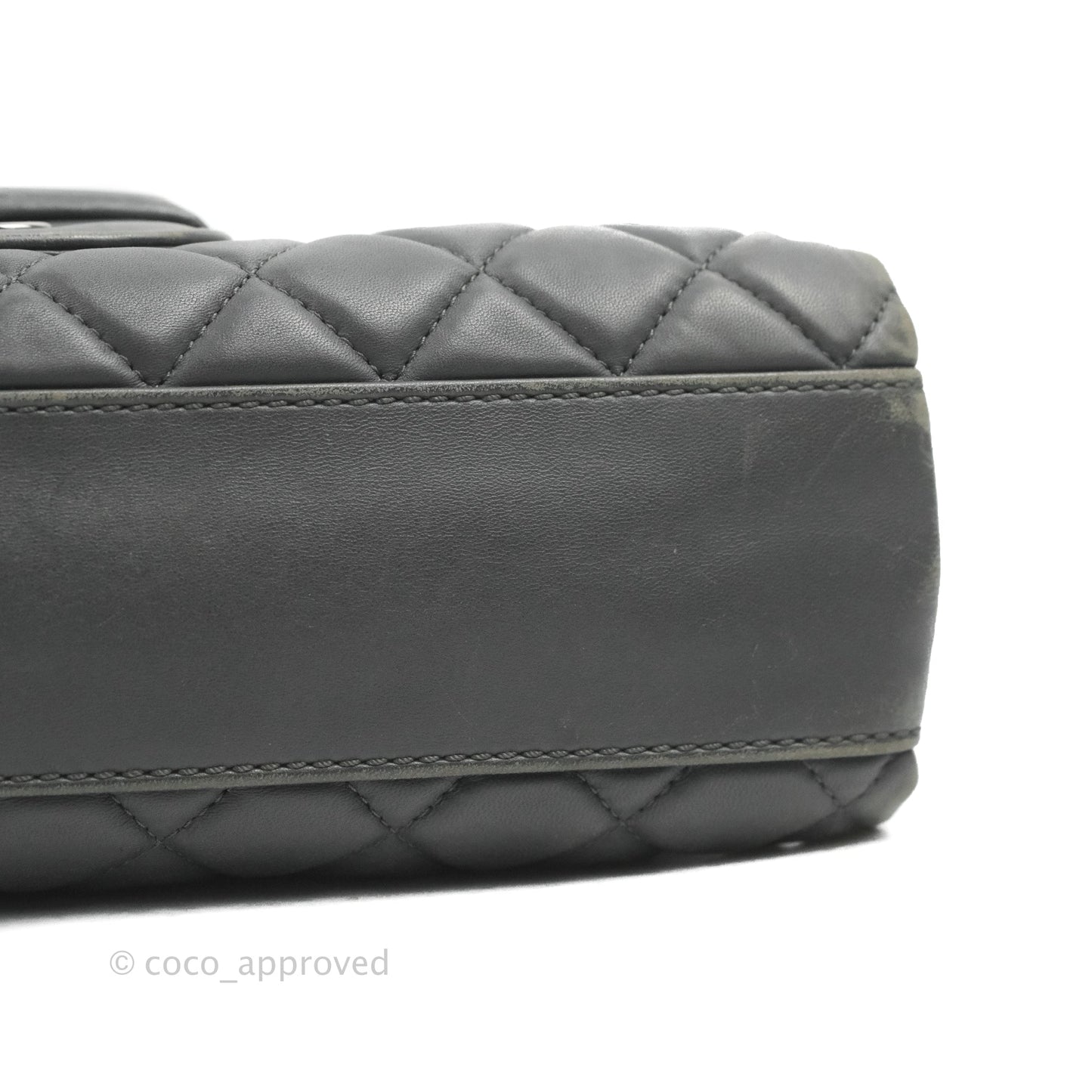 Chanel Quilted Jumbo Coco Loop Flap Dark Grey Lambskin Silver Hardware
