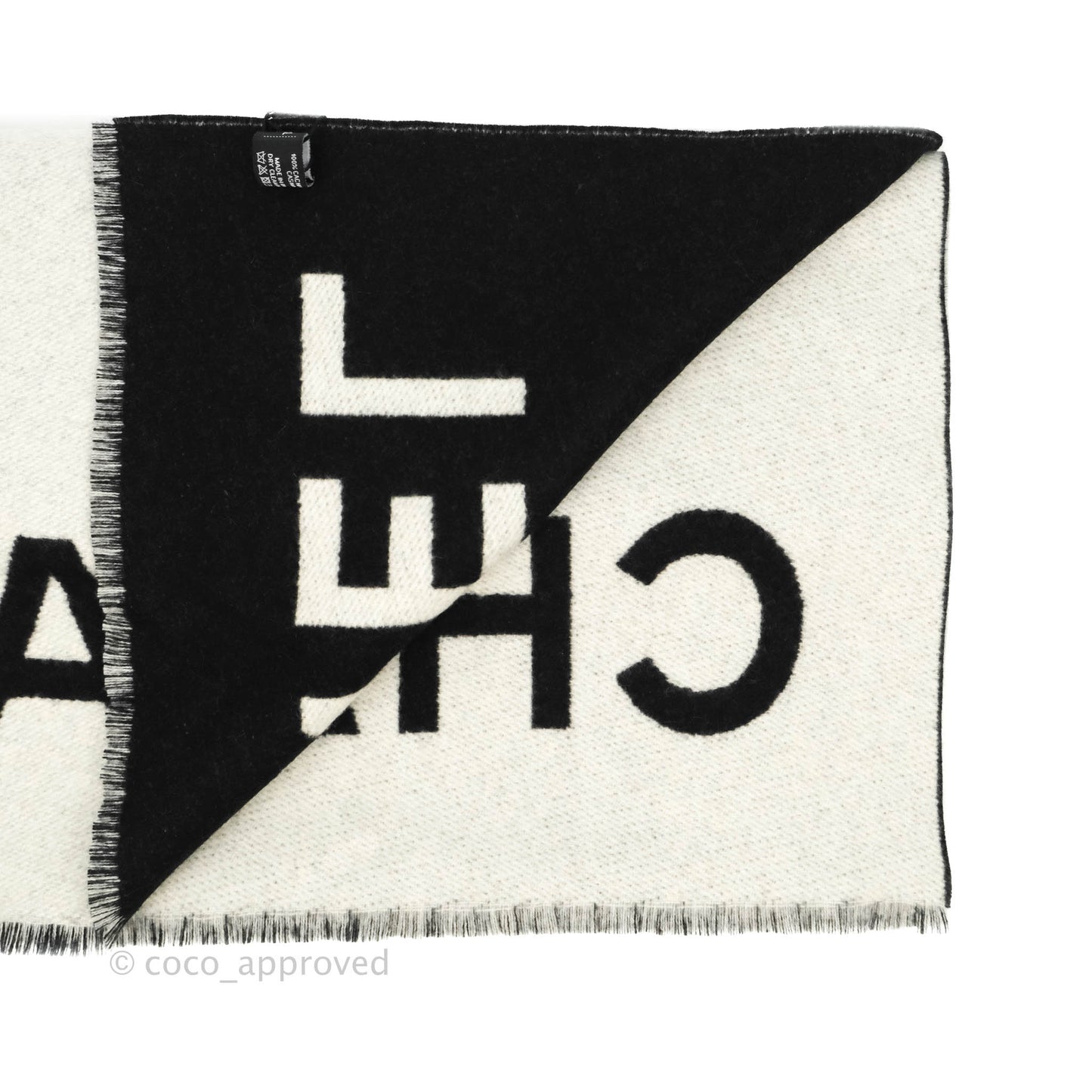 Chanel CC Black/White Cashmere Stole 21K