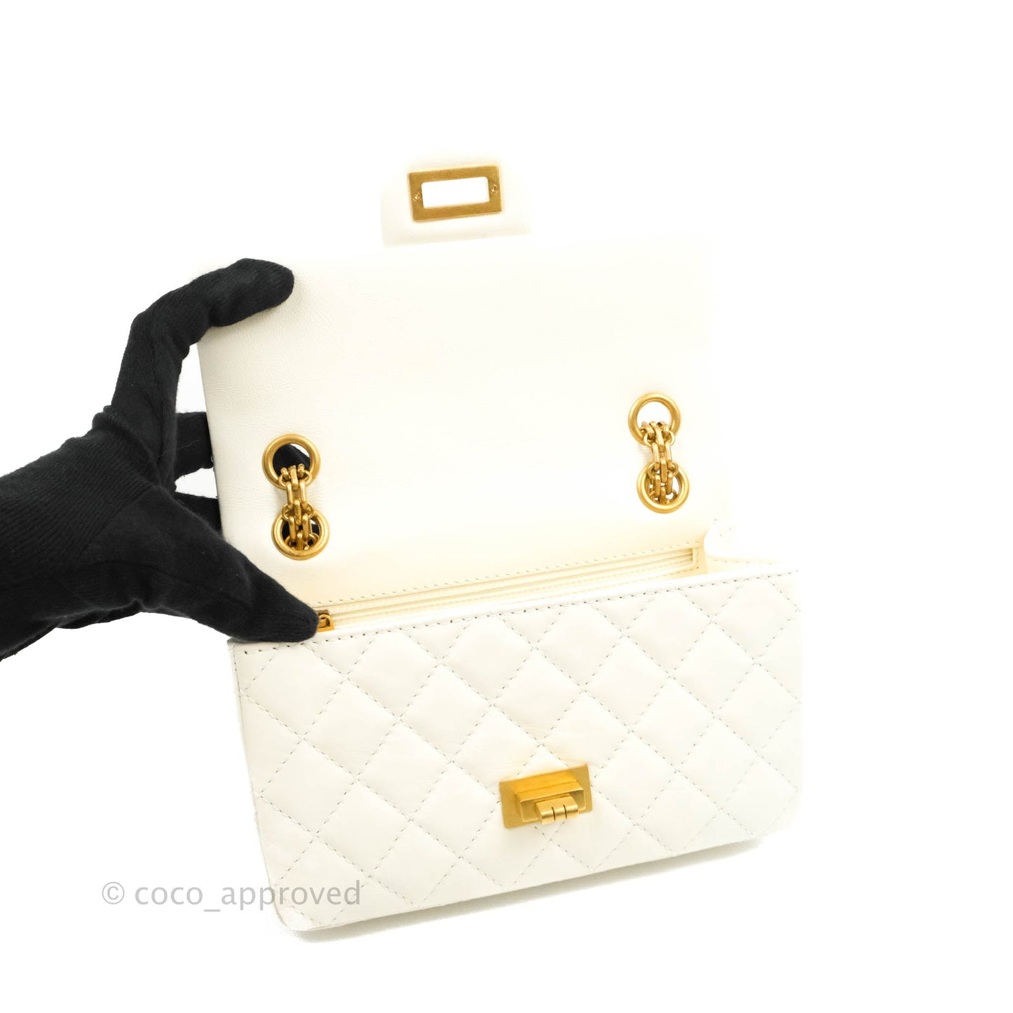 Chanel Mini Reissue 224 White Aged Calfskin Gold Hardware