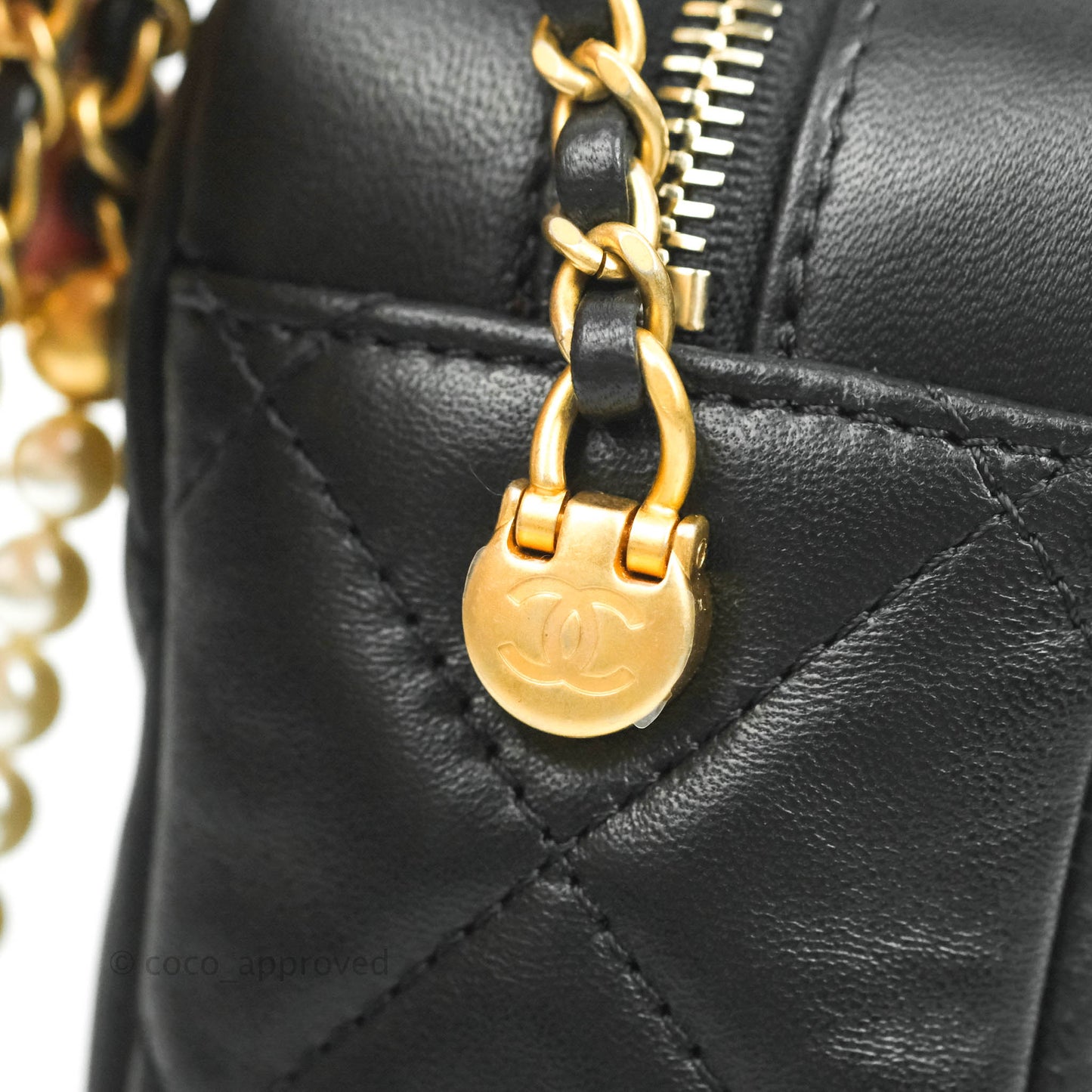 Chanel My Perfect Camera Pearl Adjustable Strap Black Lambskin Gold Hardware
