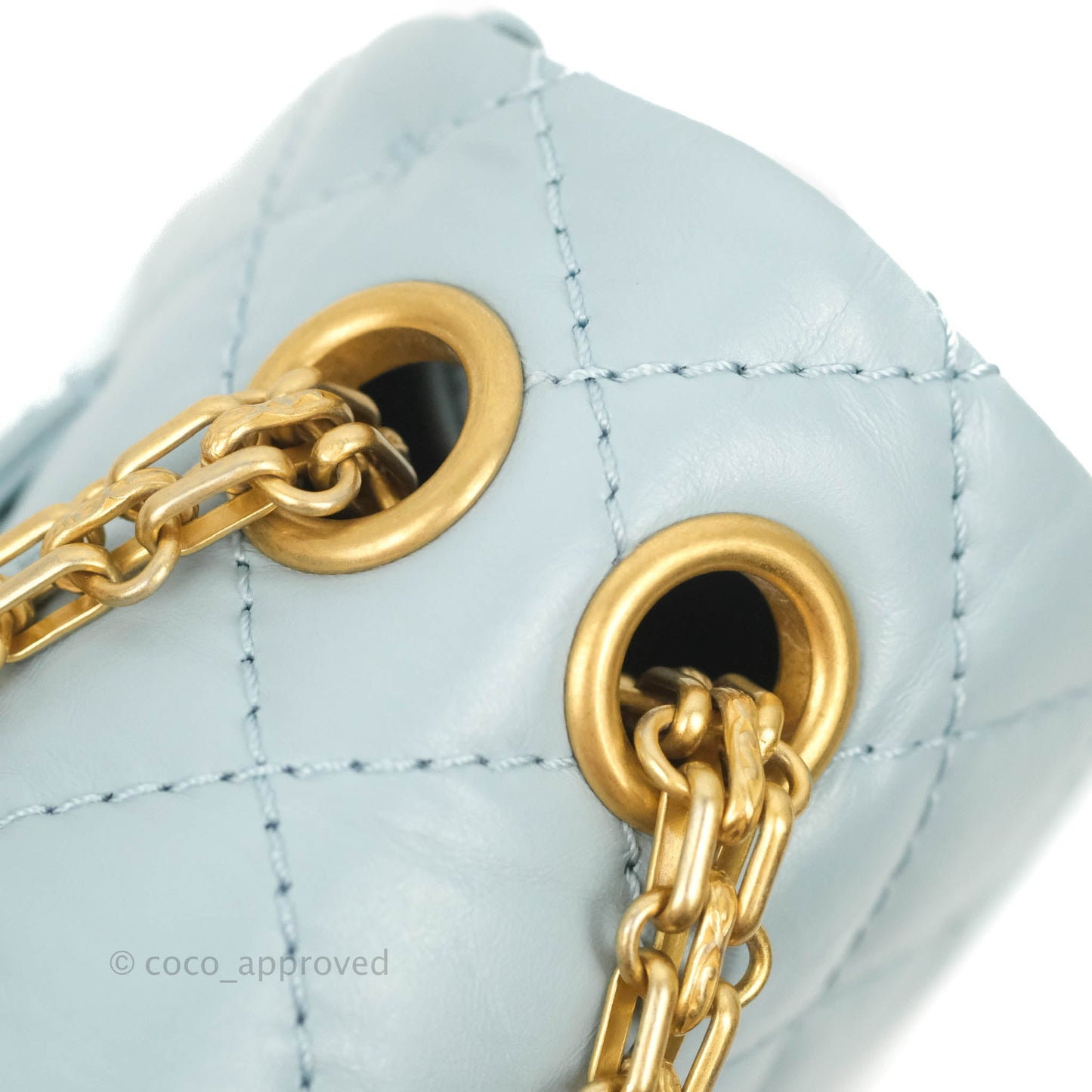 Chanel Mini Reissue 224 Light Blue Aged Calfskin Aged Gold Hardware