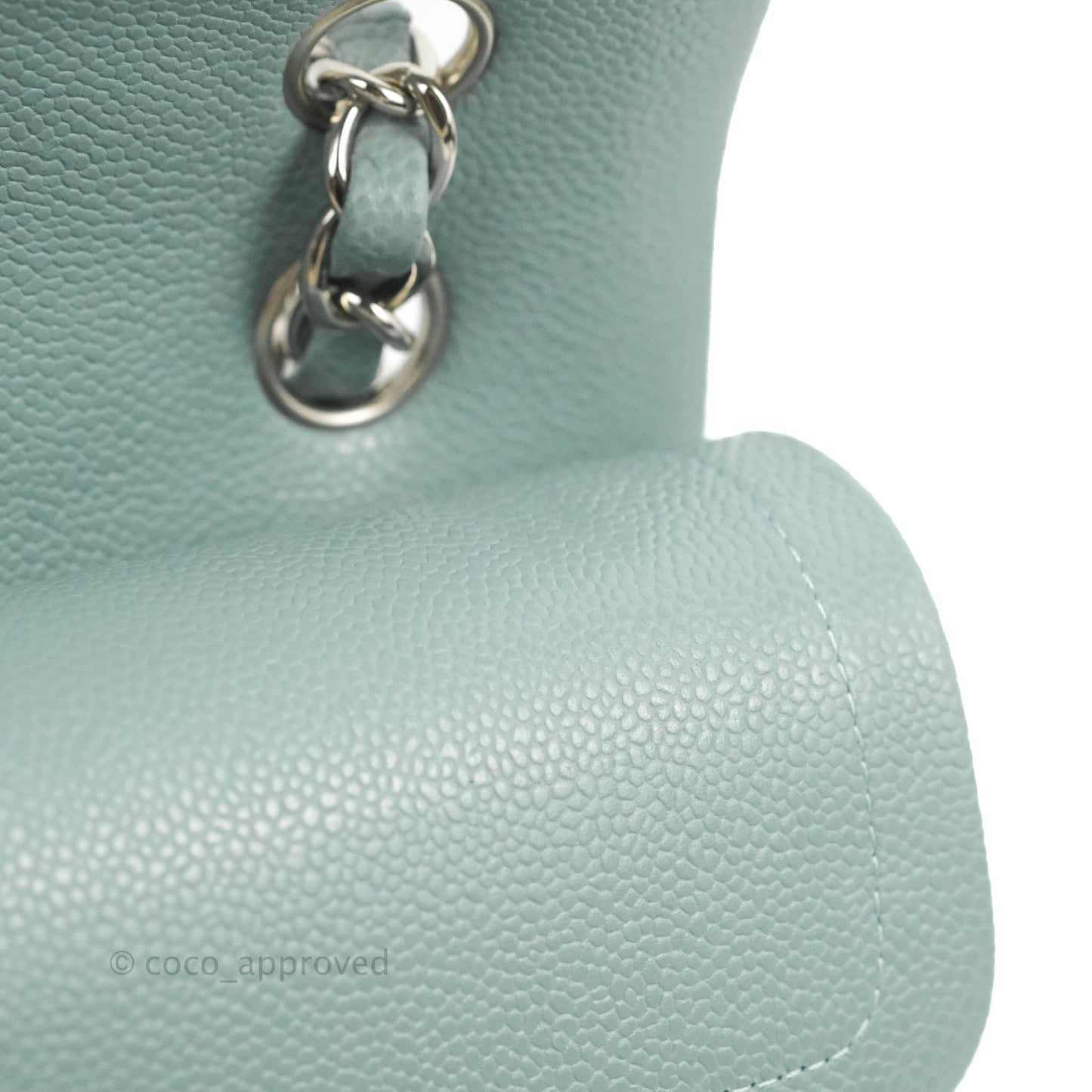 Chanel Small Classic Quilted Flap Light Blue Caviar Silver Hardware 20B