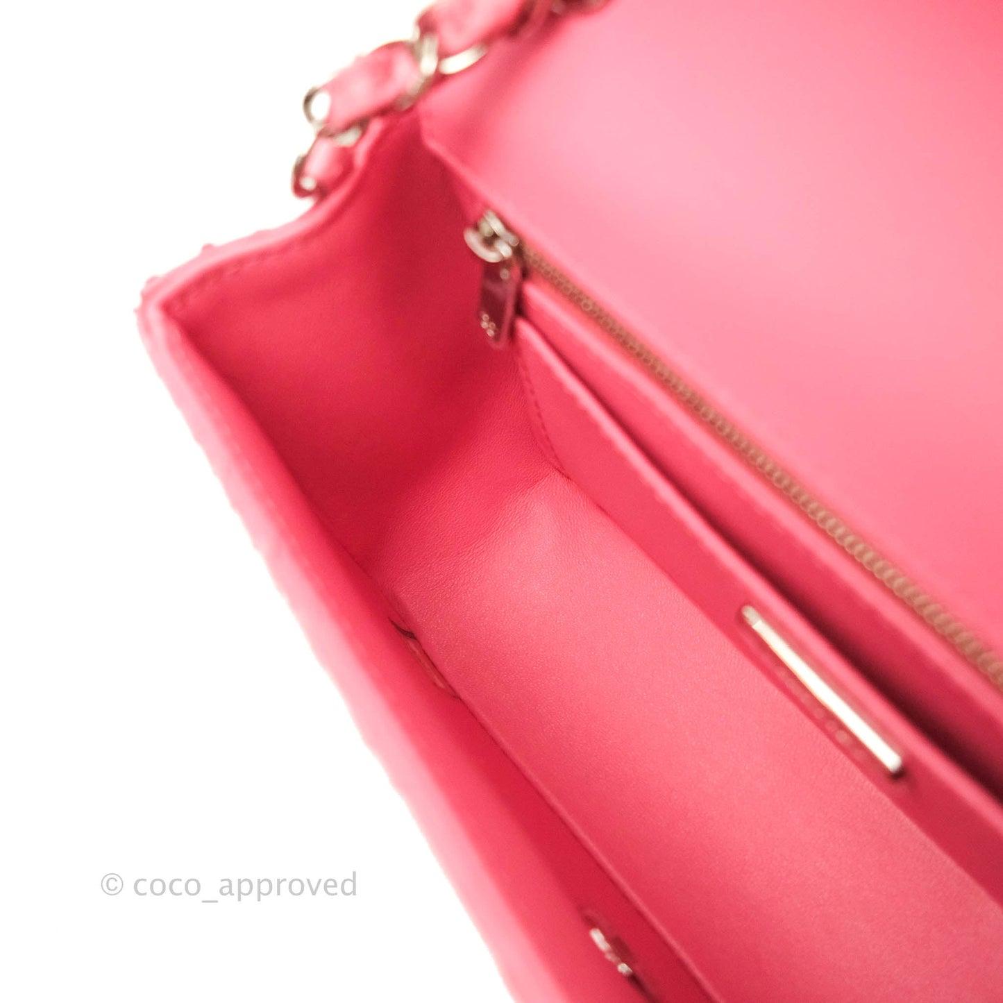 Chanel Quilted Mini Rectangular Python Pink Silver Hardware