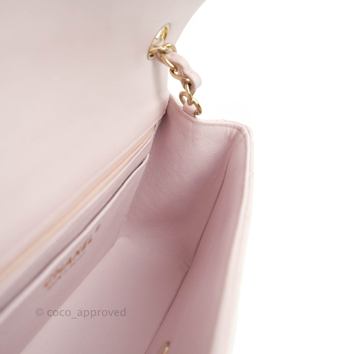 Chanel Quilted Mini Rectangular Flap Pale Pink Lambskin Gold Hardware