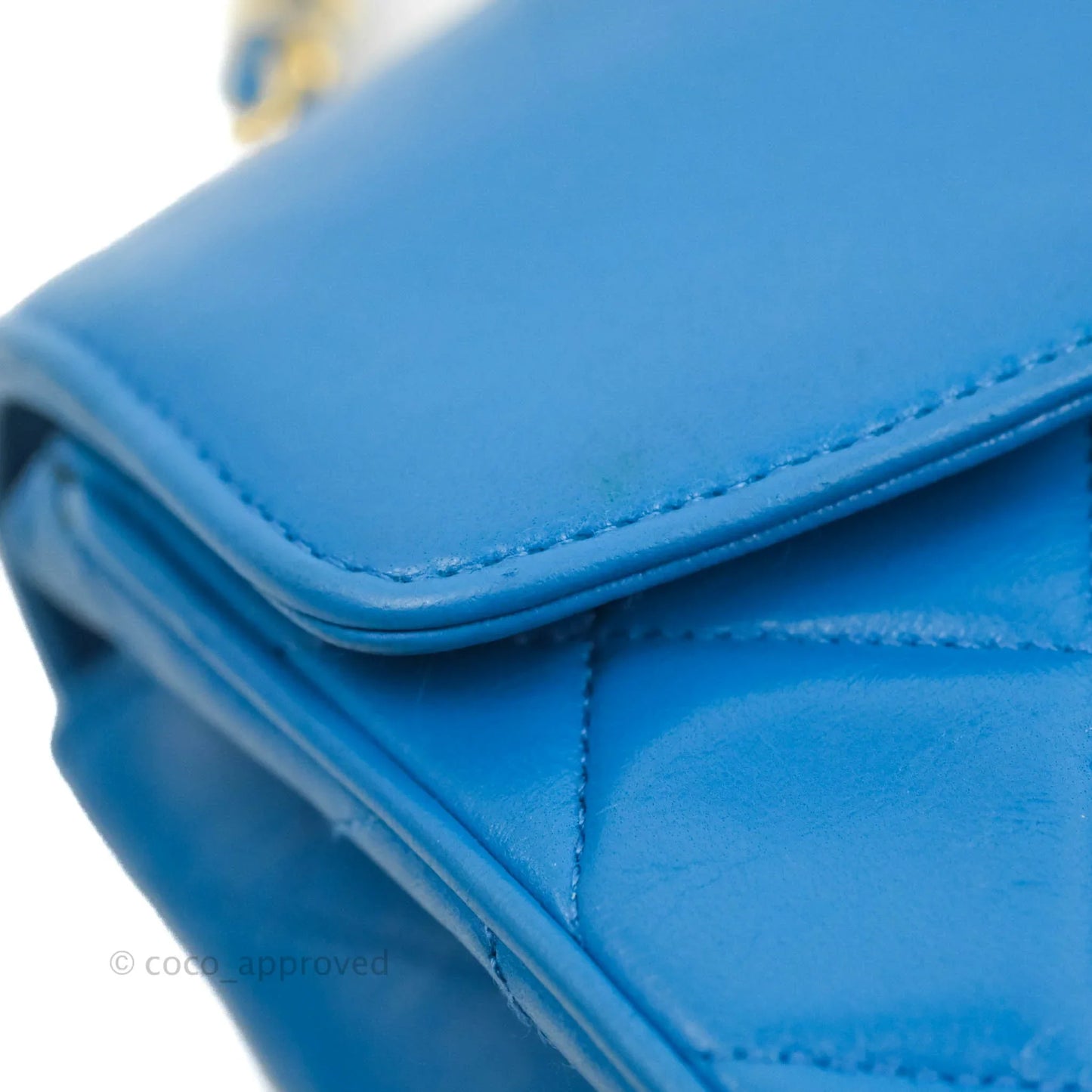 Chanel Vintage Trapezoid Flap Bag Blue Lambskin 24K Gold Hardware