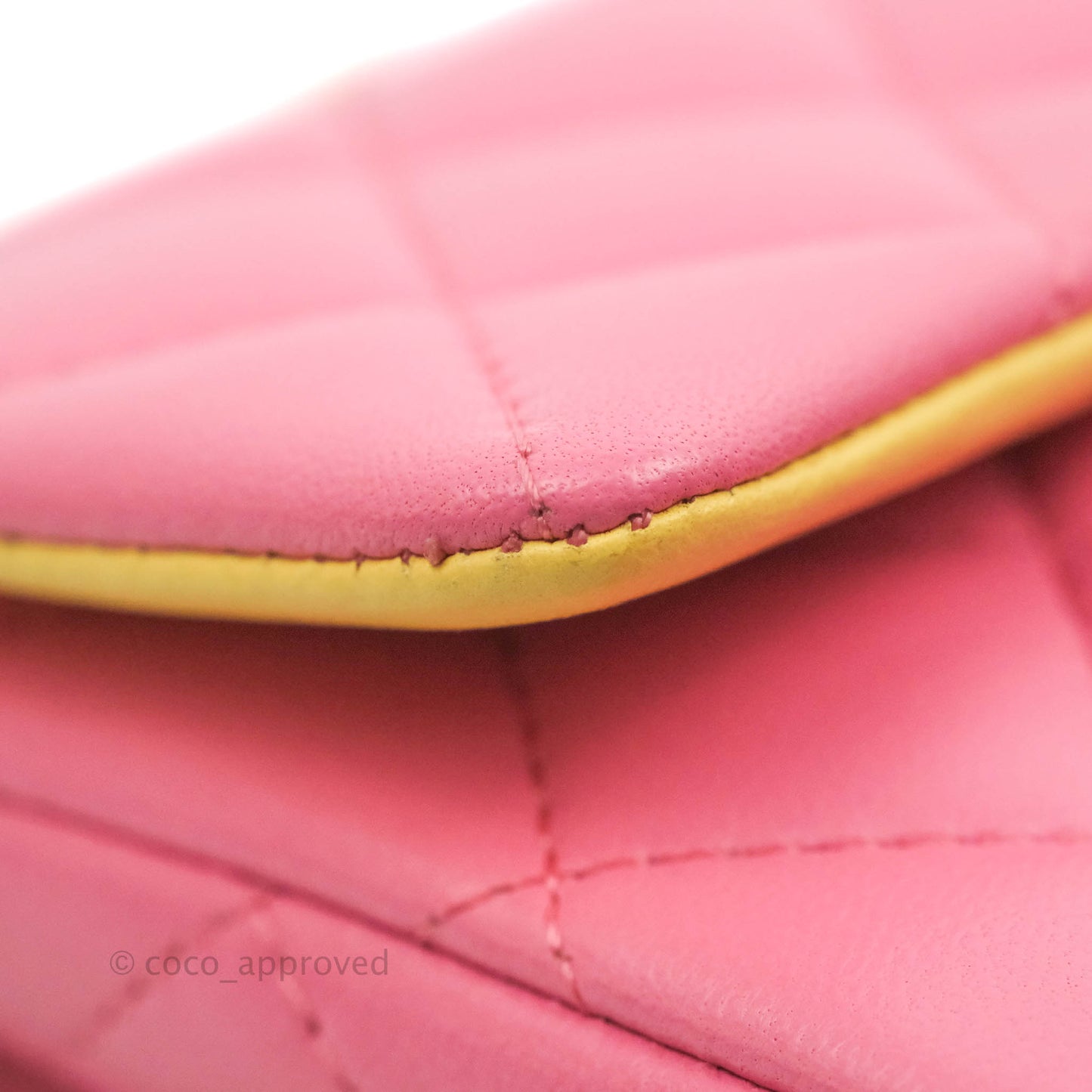 Chanel Mini Rectangular Pink Lambskin Rainbow Hardware