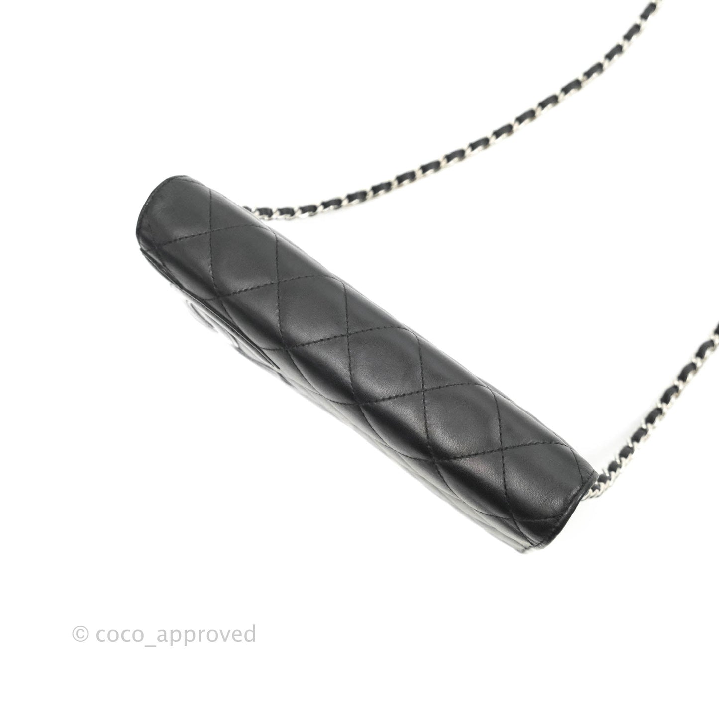 Chanel Calfskin Quilted Cambon Wallet on Chain WOC Black Silver Hardware