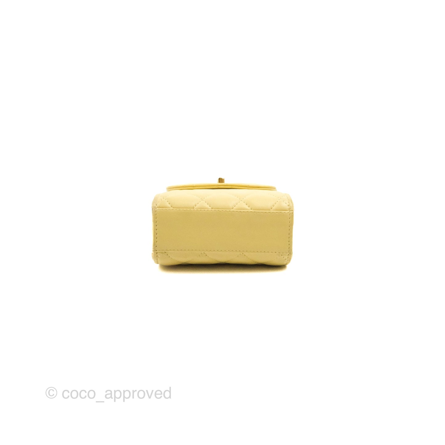 Chanel Quilted Pearl Crush Phone Holder With Chain Yellow Lambskin