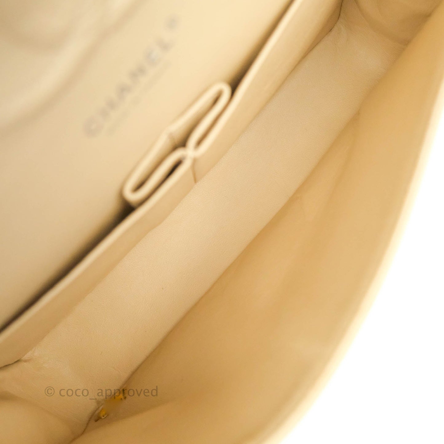 Chanel Classic M/L Medium Flap Quilted Beige Caviar Silver Hardware