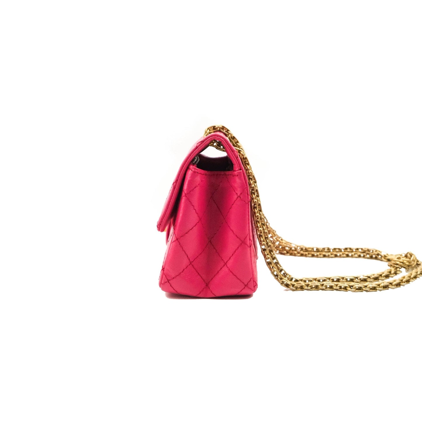 Chanel Mini Reissue 224 Fuschia Pink Aged Calfskin Aged Gold Hardware