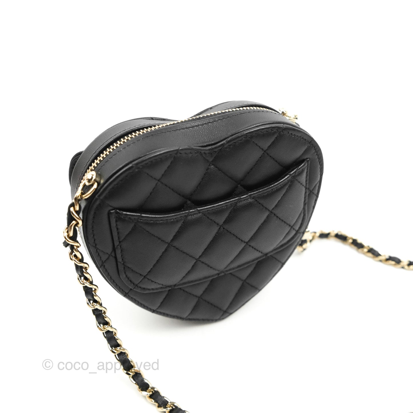 Chanel Small Heart Bag Black Lambskin Gold Hardware 22S
