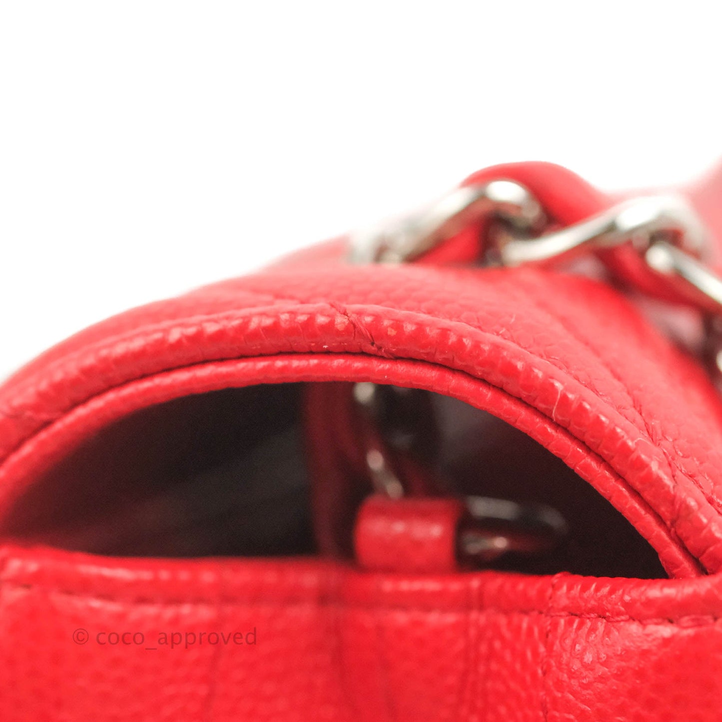 Chanel Quilted Mini Rectangular Flap Red Chevron Caviar Silver Hardware