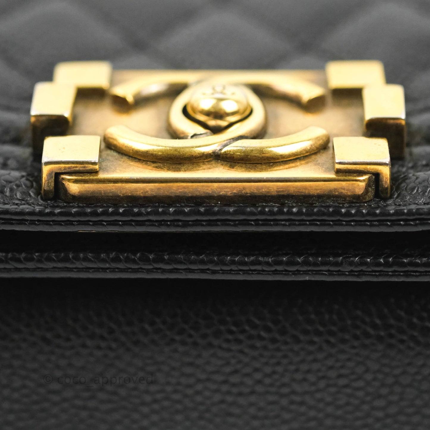 Chanel Quilted Small Boy Black Caviar Aged Gold Hardware