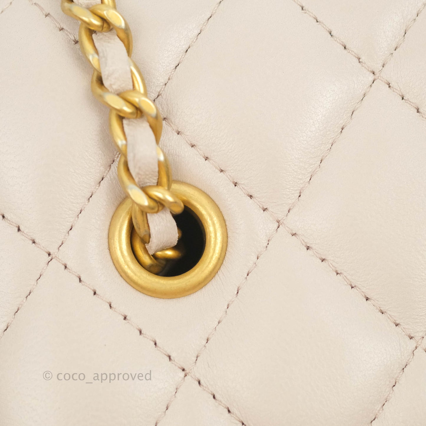 Chanel Vanity with Pearl Crush Chain Pale Lilac Pink Lambskin Aged Gold Hardware