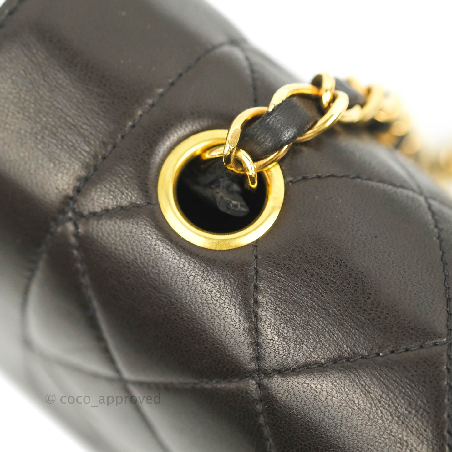 Chanel Vintage Small Quilted Classic Diana Flap Bag Black Lambskin 24K Gold Hardware
