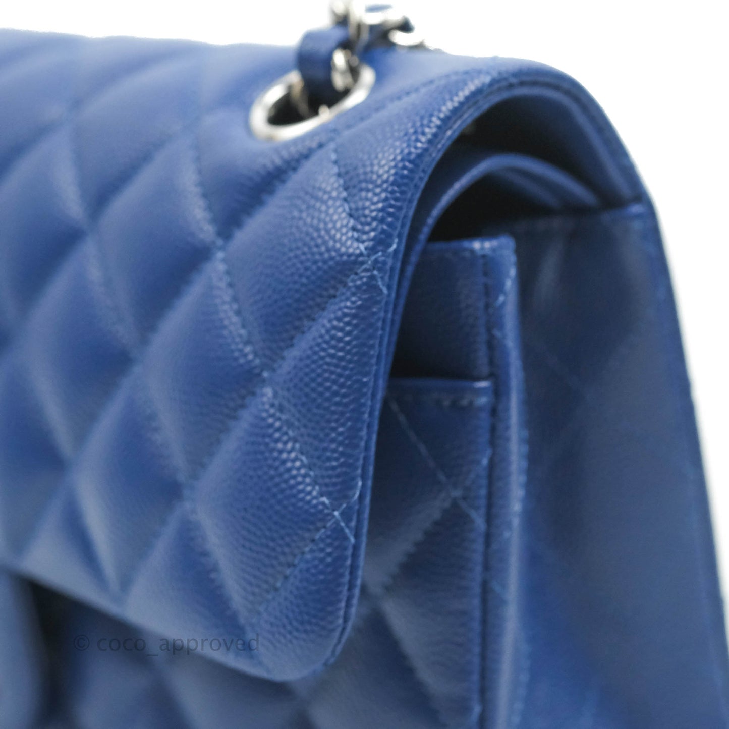Chanel Small Classic Quilted Flap Blue Caviar Silver Hardware