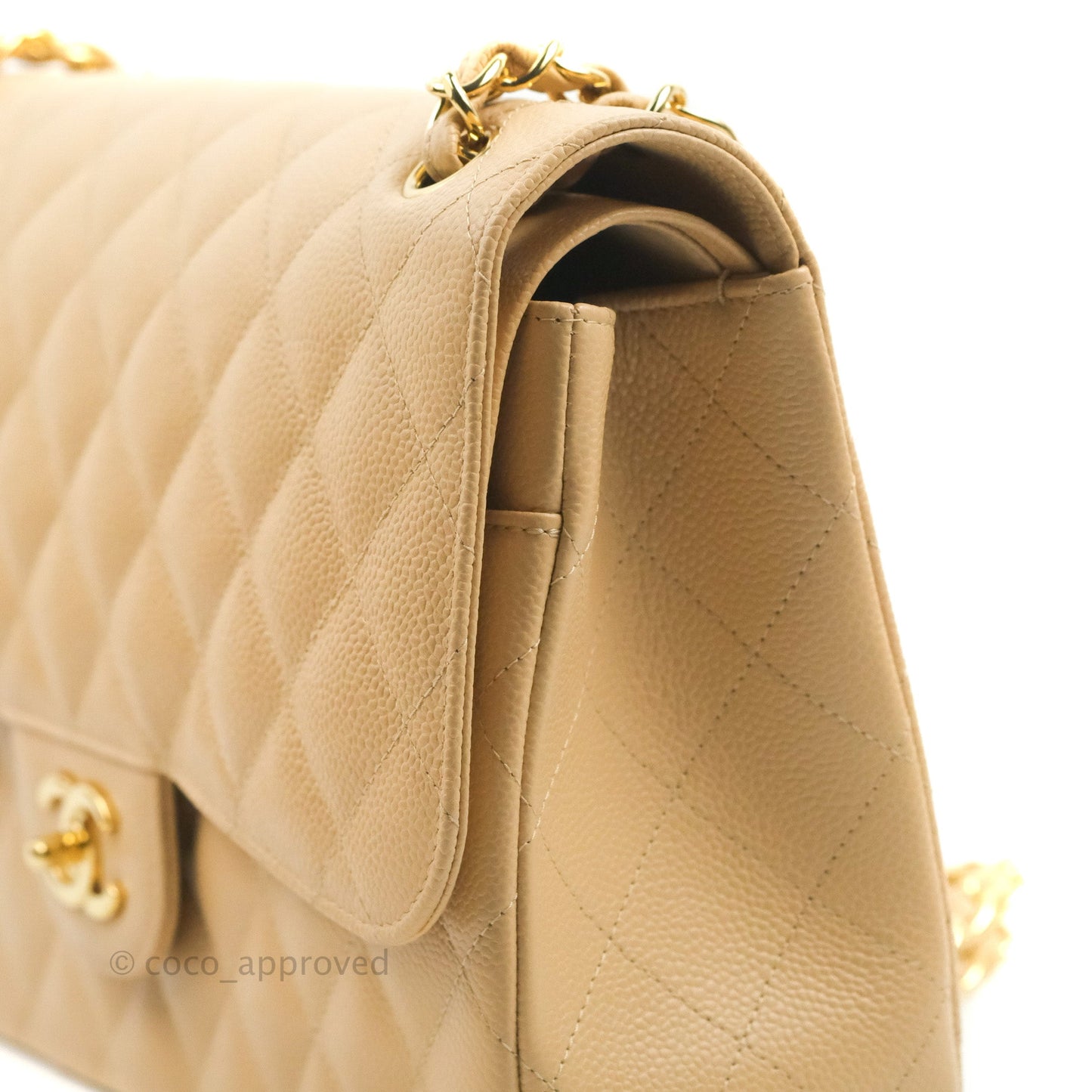 Chanel Jumbo Double Flap Beige Caviar Gold Hardware⁣⁣