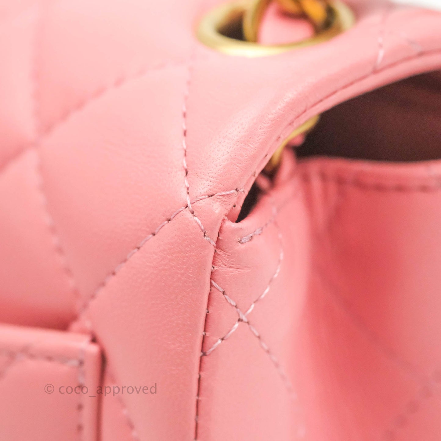 Chanel Mini Square Pink Lambskin Aged Gold Hardware