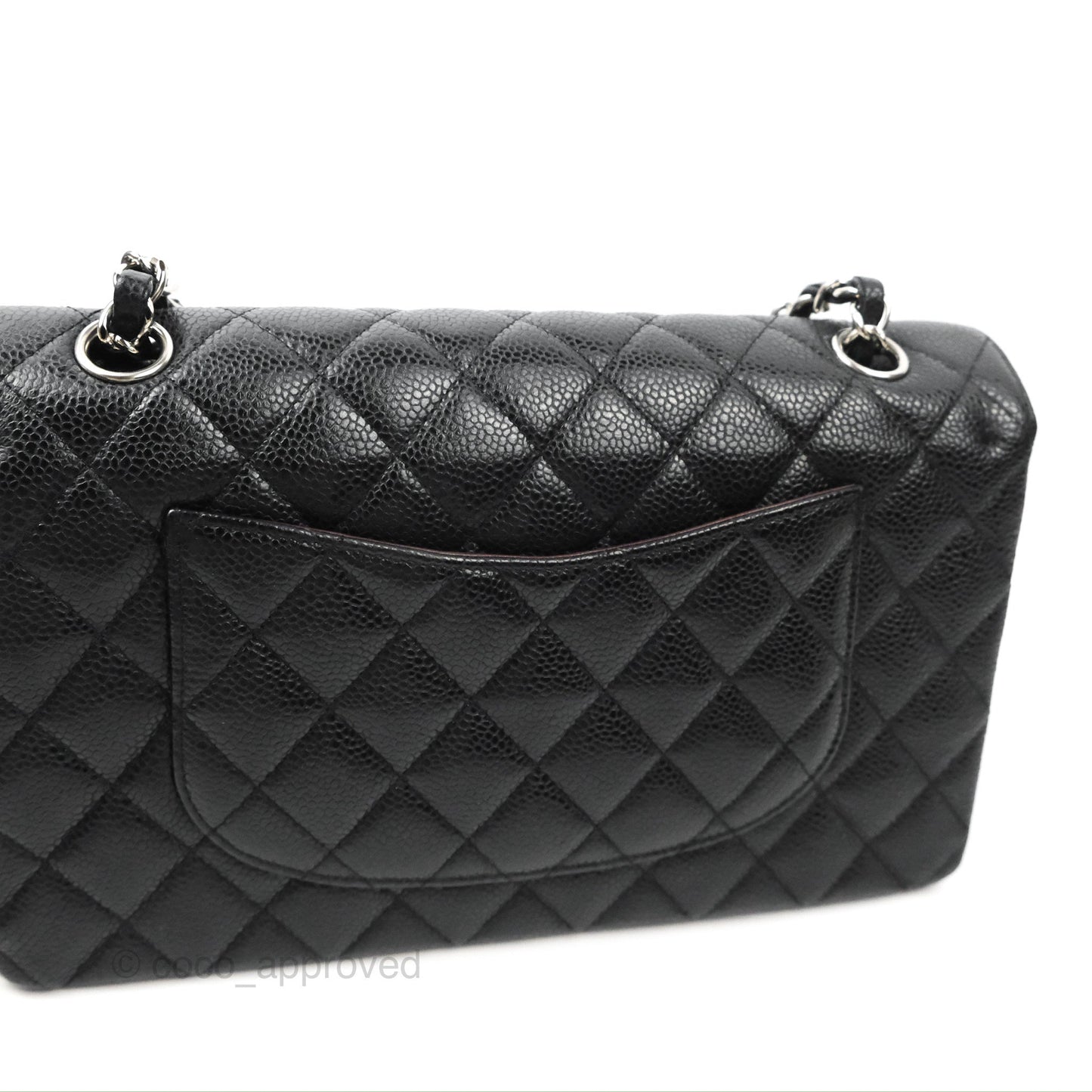 Chanel Classic M/L Medium Flap Quilted Black Caviar Silver Hardware