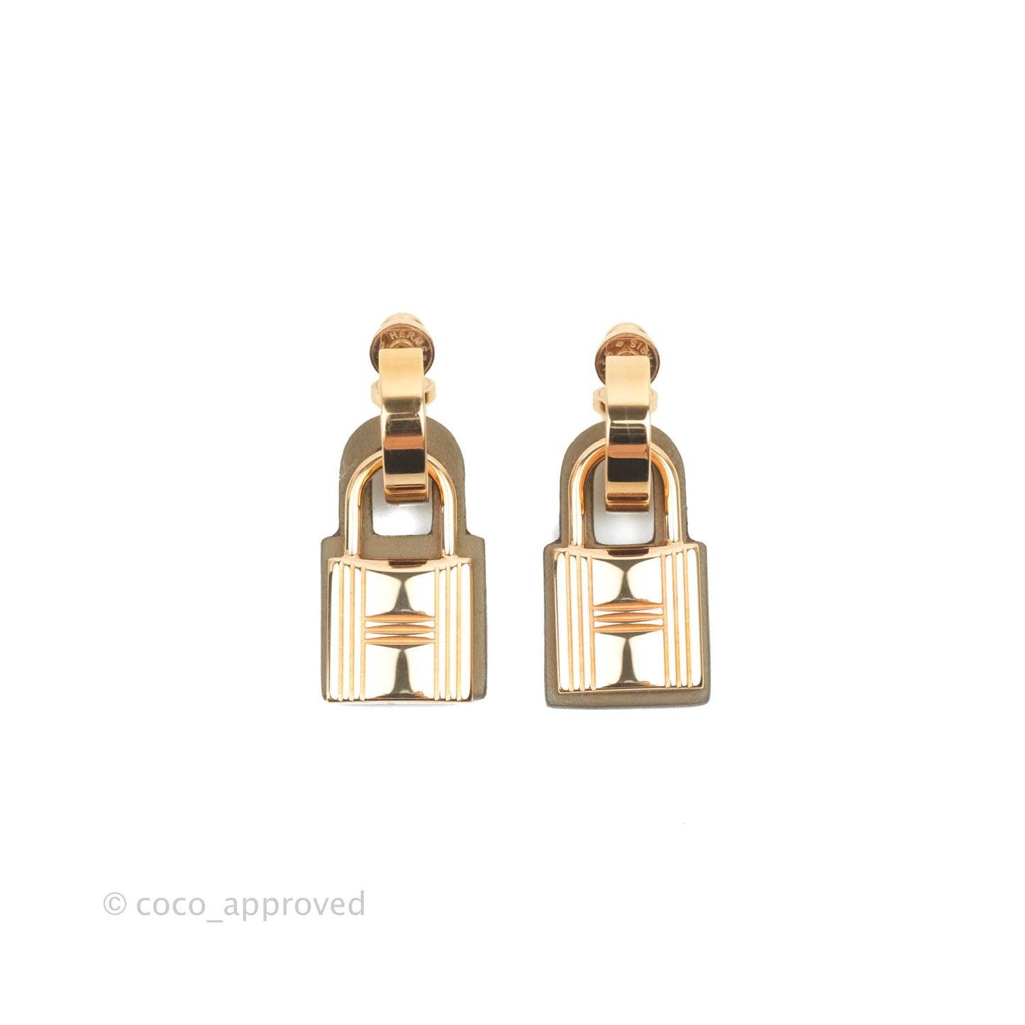 Hermès O'Kelly Earrings Etoupe Swift Rose Gold Hardware
