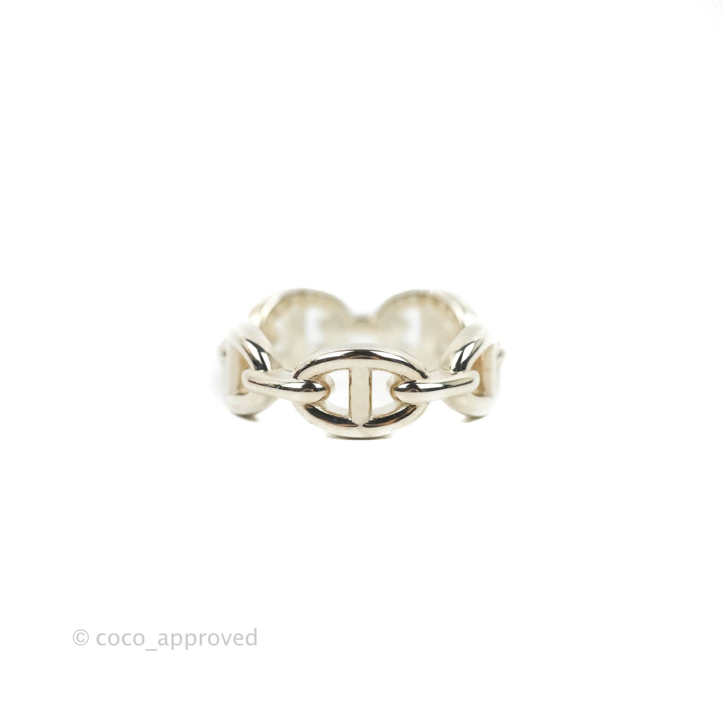 Hermès Sterling Silver PM Chaine d'Ancre Enchainee Band Ring 54