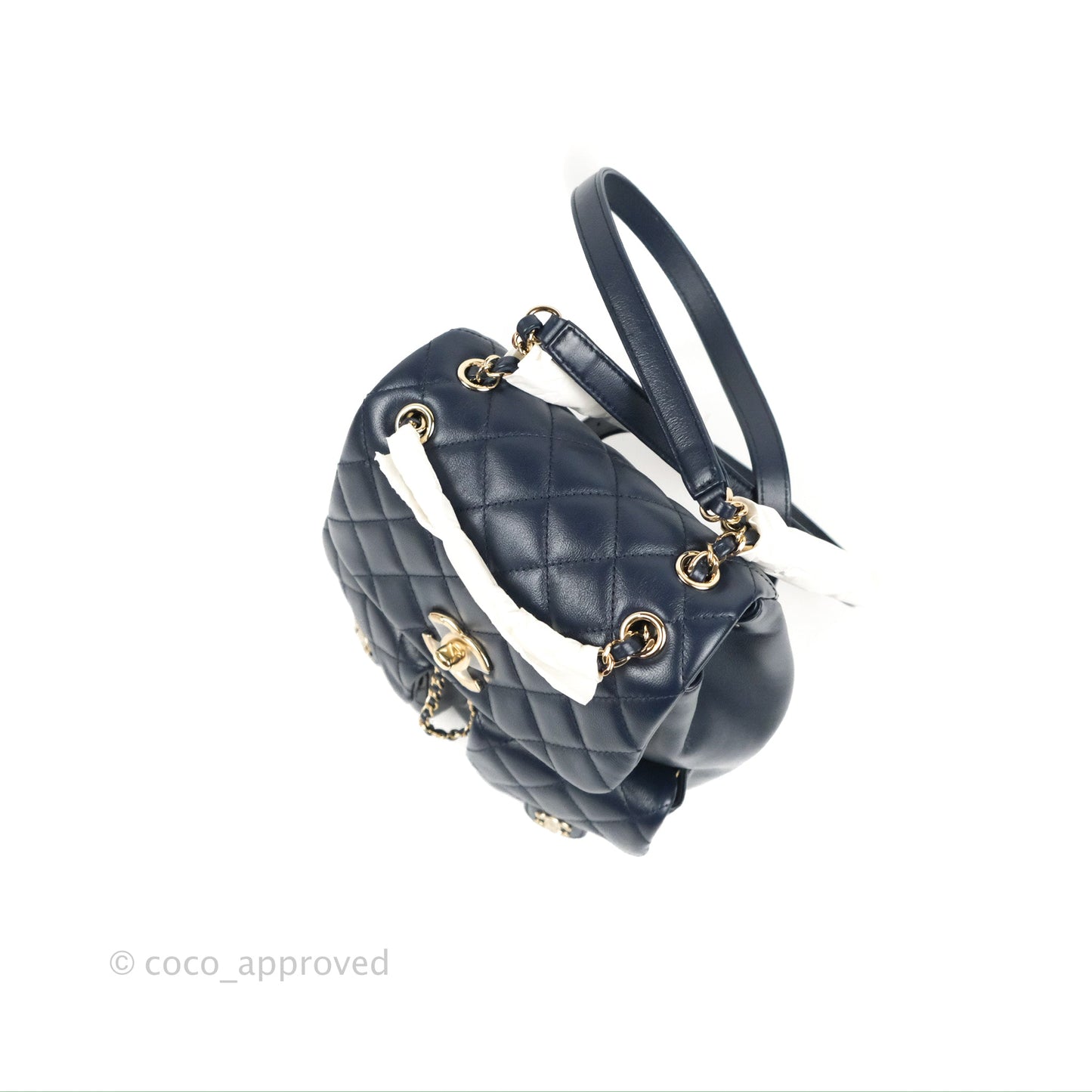 Chanel Duma Backpack Medium Navy Calfskin Gold Hardware 23P