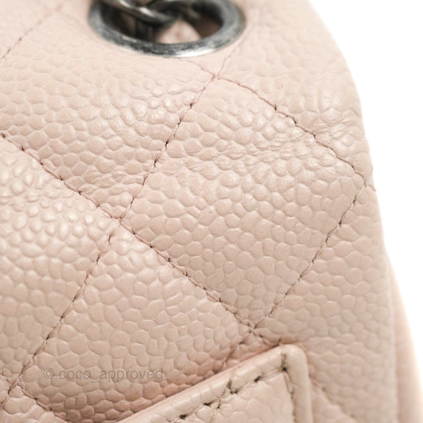 Chanel Quilted Mini Square Sakura Pink Caviar Ruthenium Hardware