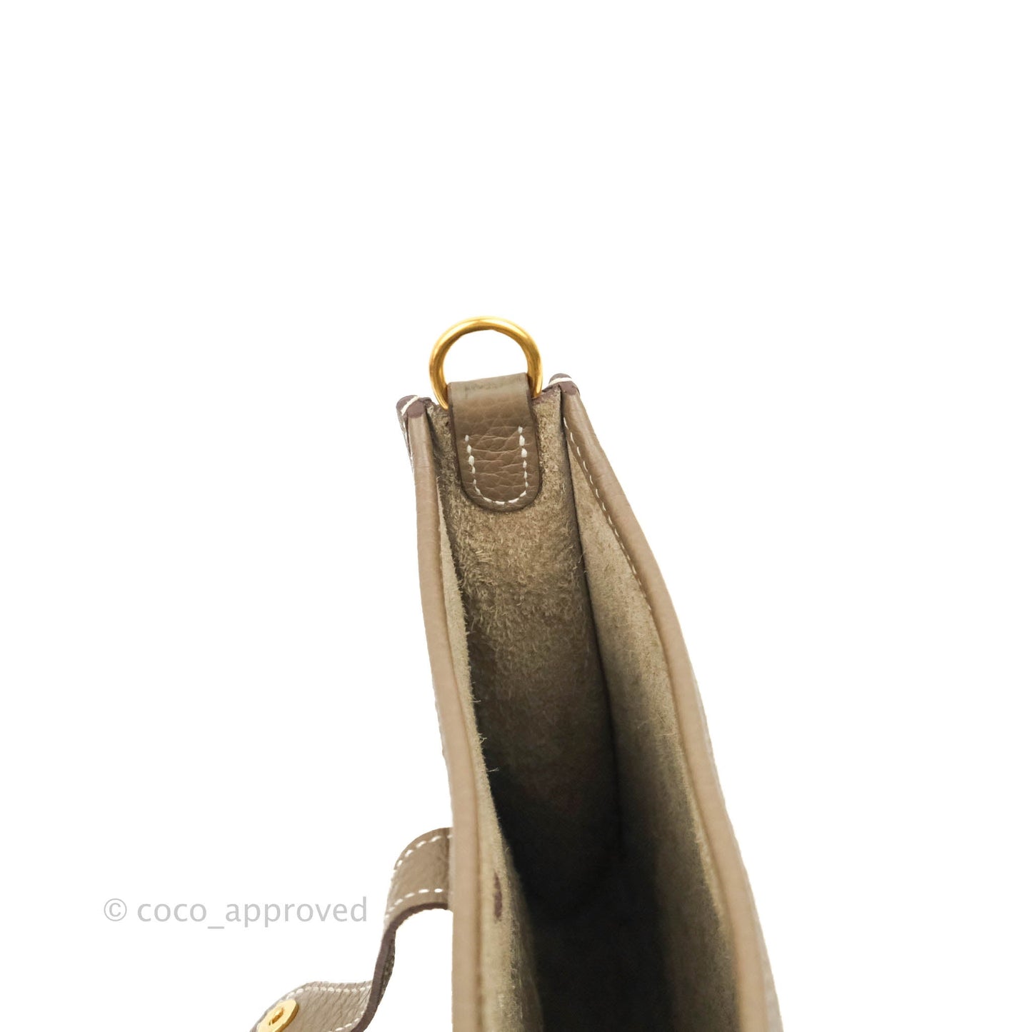 Hermès Mini Evelyne Etoupe Clemence Gold Hardware with Bleu Indigo Strap