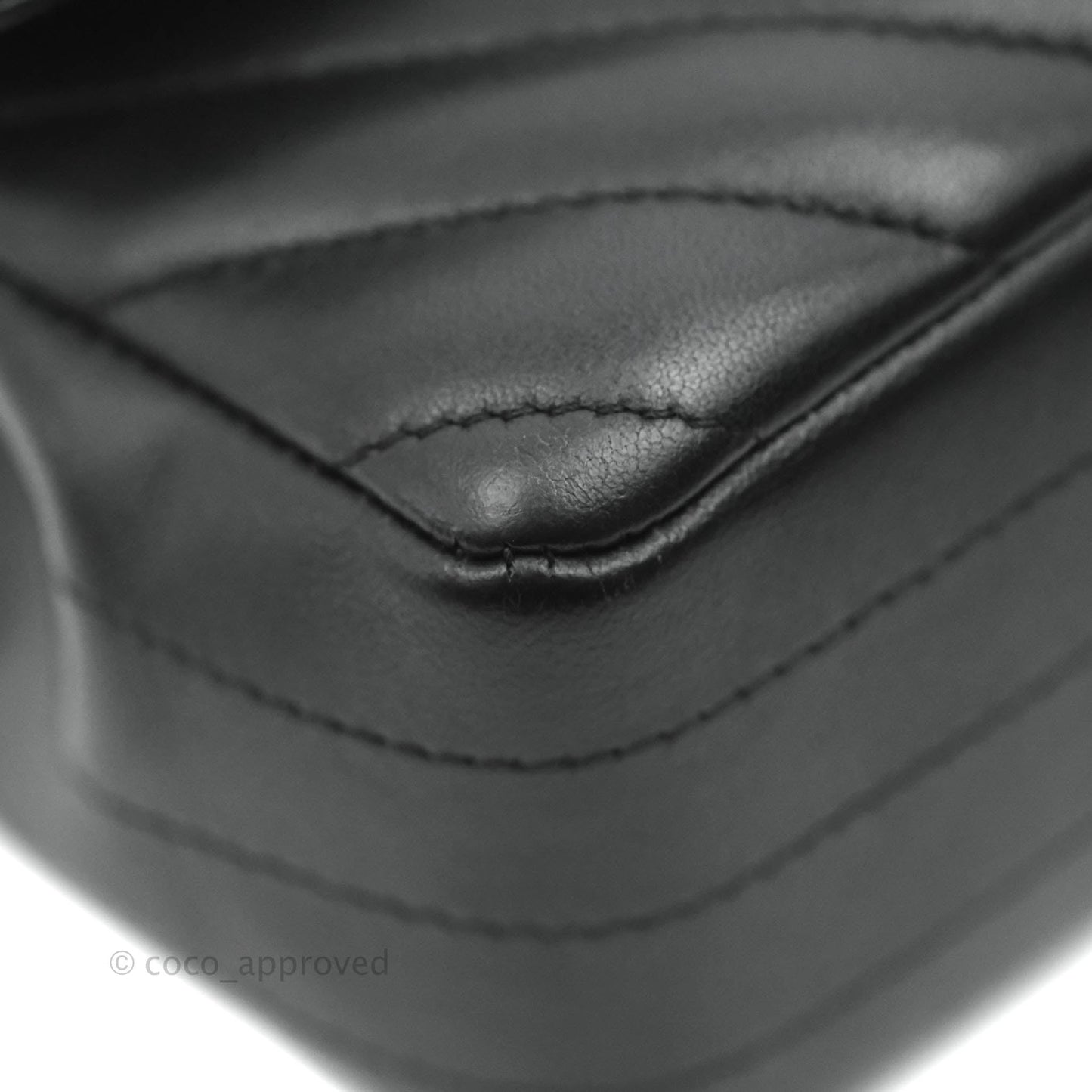 Chanel Chevron Mini Rectangular Flap Black Lambskin Aged Gold Hardware