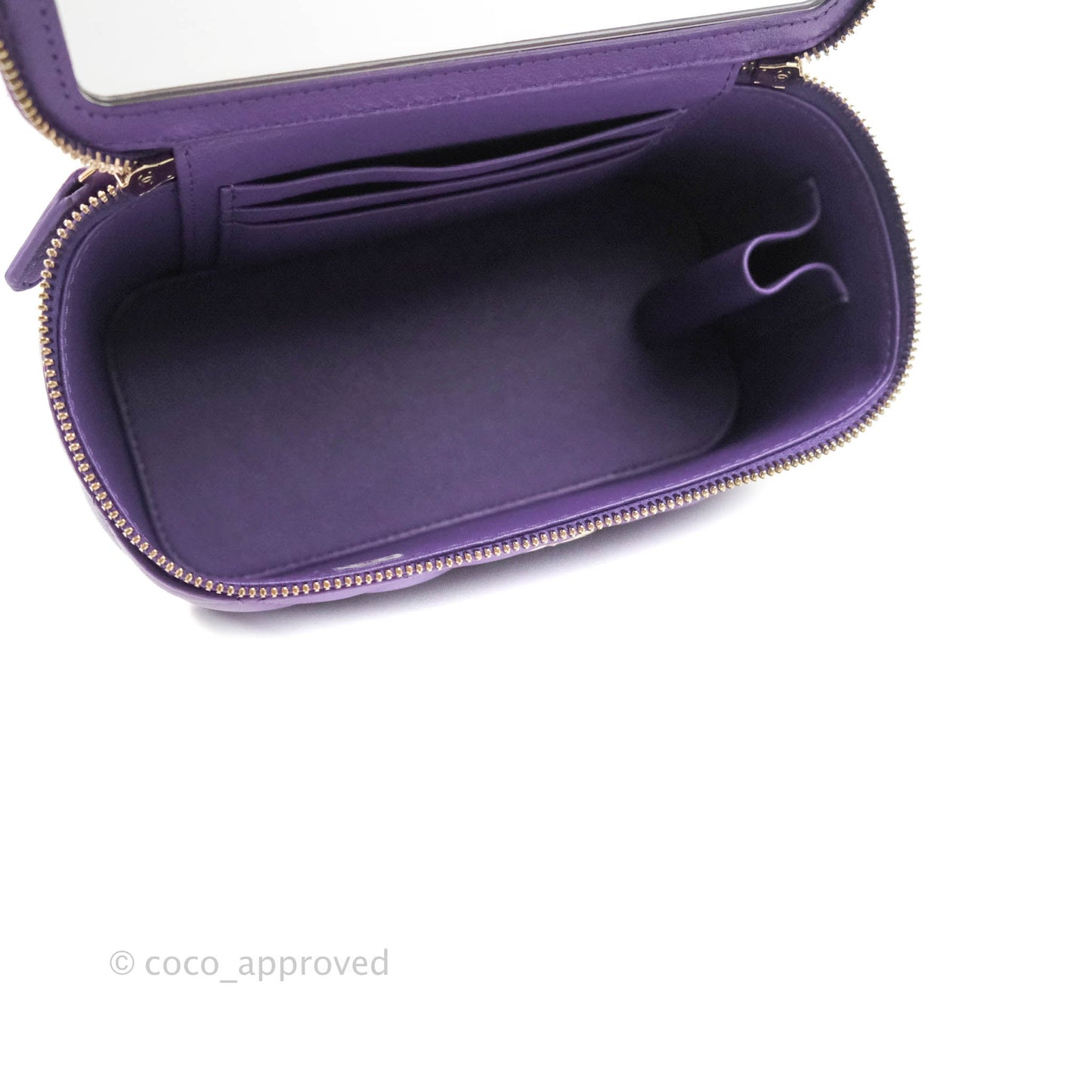 Chanel Classic Vanity Rectangular Top Handle With Chain Purple Lambskin Gold Hardware