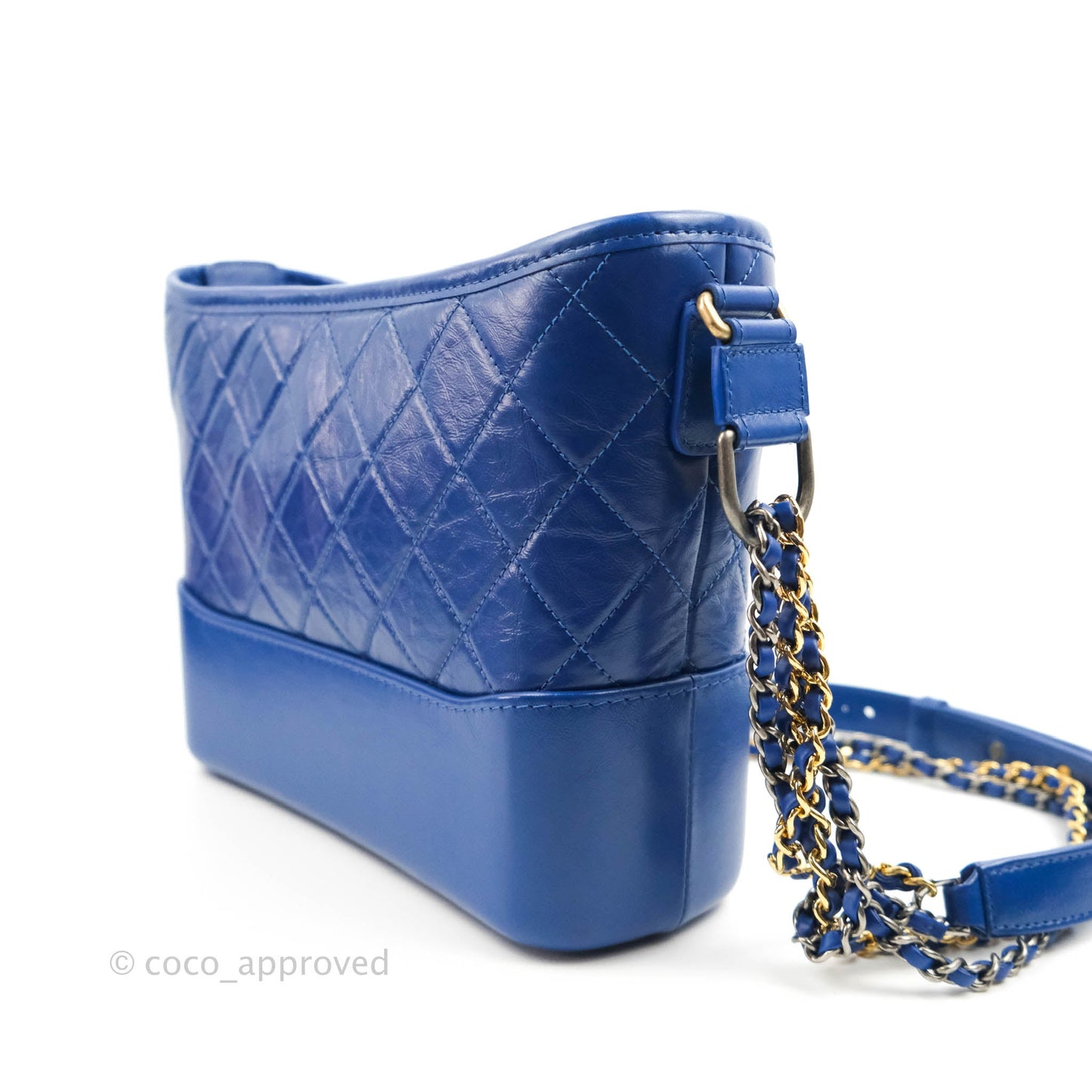 Chanel Quilted Small Gabrielle Logo Hobo Blue Aged Calfskin