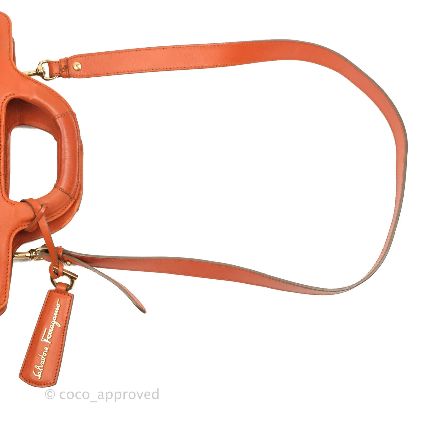 Salvatore Ferragamo Orange Top Handle Bag With Strap