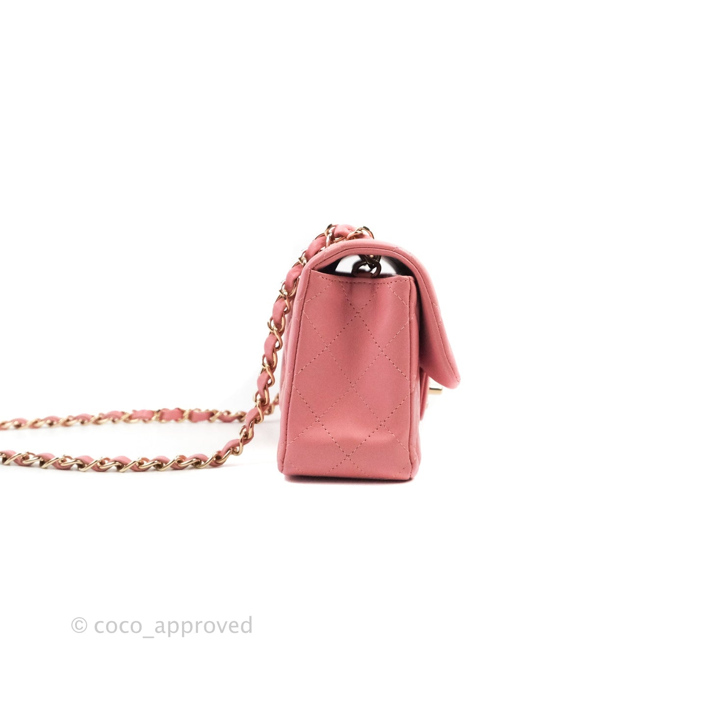 Chanel Quilted Mini Rectangular Flap Pink Lambskin Gold Hardware