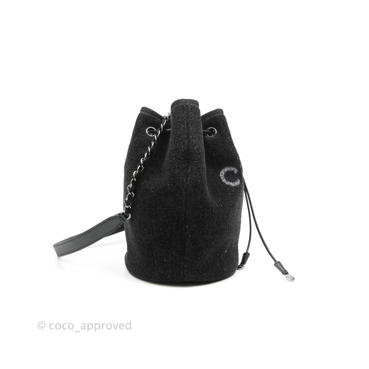 Chanel Deauville Drawstring Bag Black Glitter Lurex