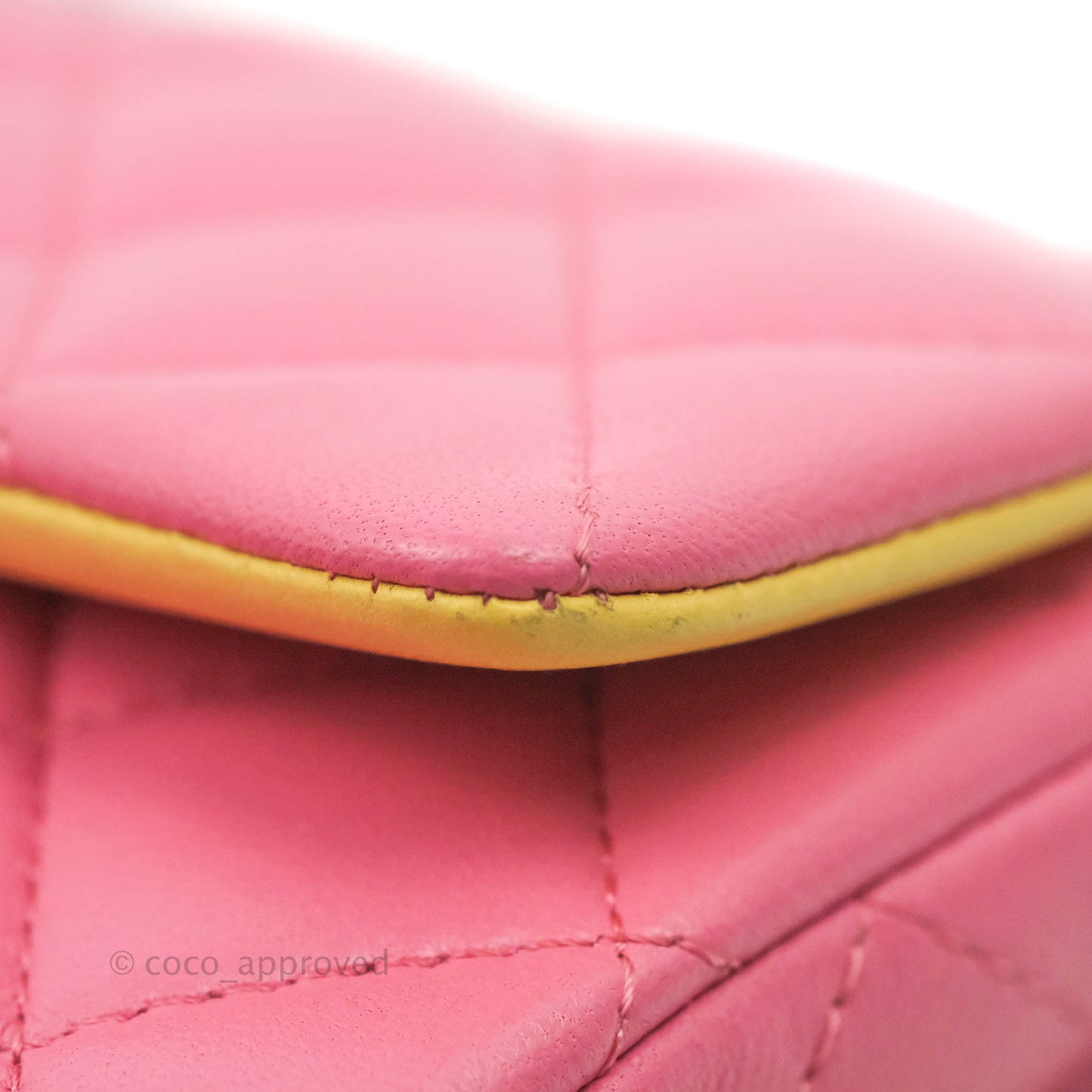 Chanel Mini Rectangular Pink Lambskin Rainbow Hardware