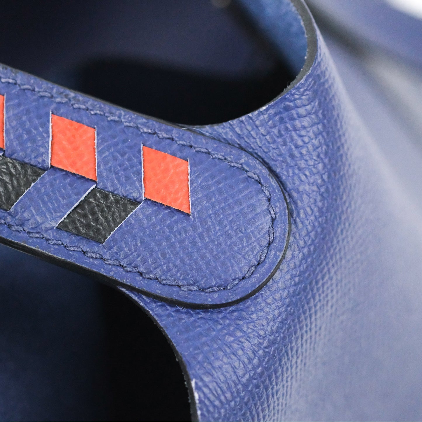 Hermès Tressage De Cuir Picotin Lock 22 Bleu Encre/Brique/Black Epsom Palladium Hardware