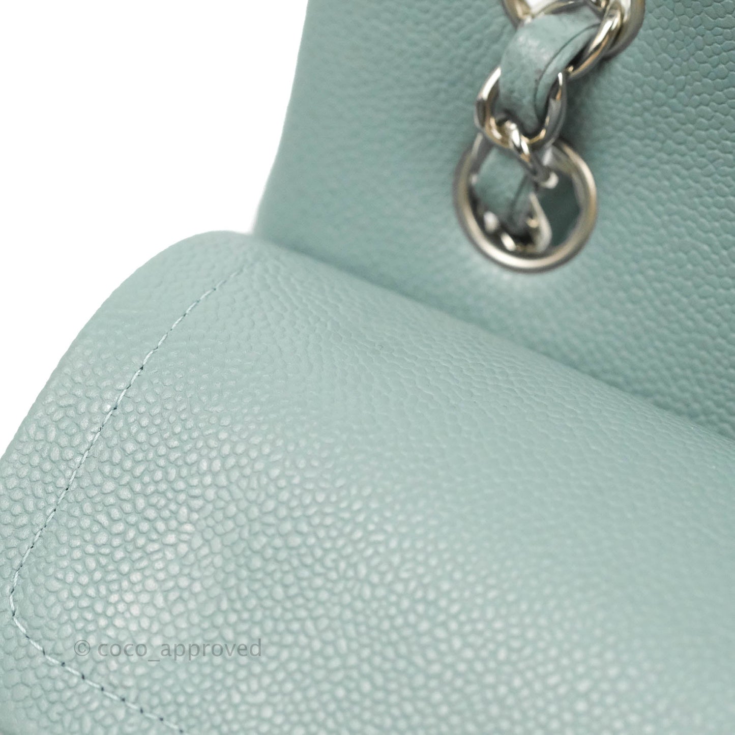 Chanel Small Classic Quilted Flap Light Blue Caviar Silver Hardware 20B
