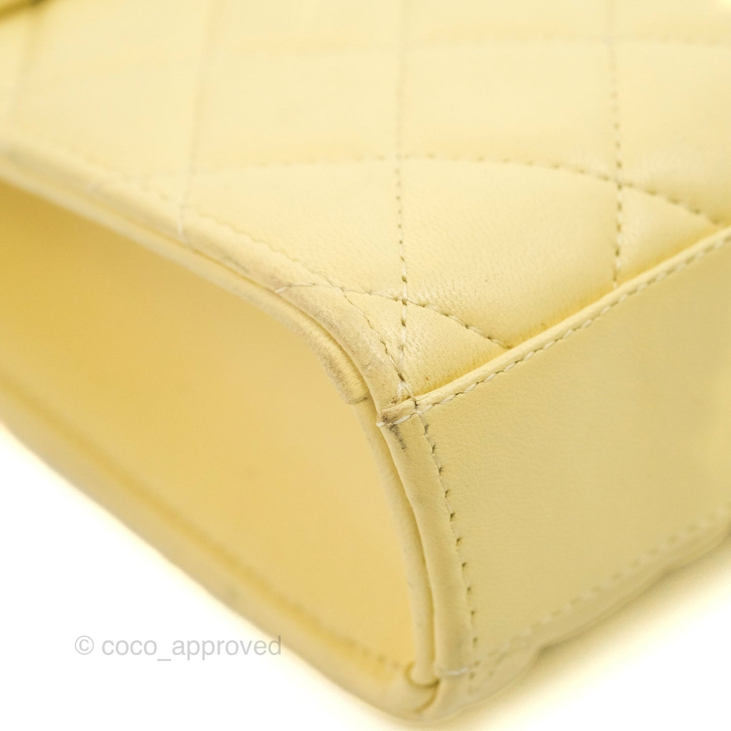 Chanel Quilted Pearl Crush Phone Holder With Chain Yellow Lambskin