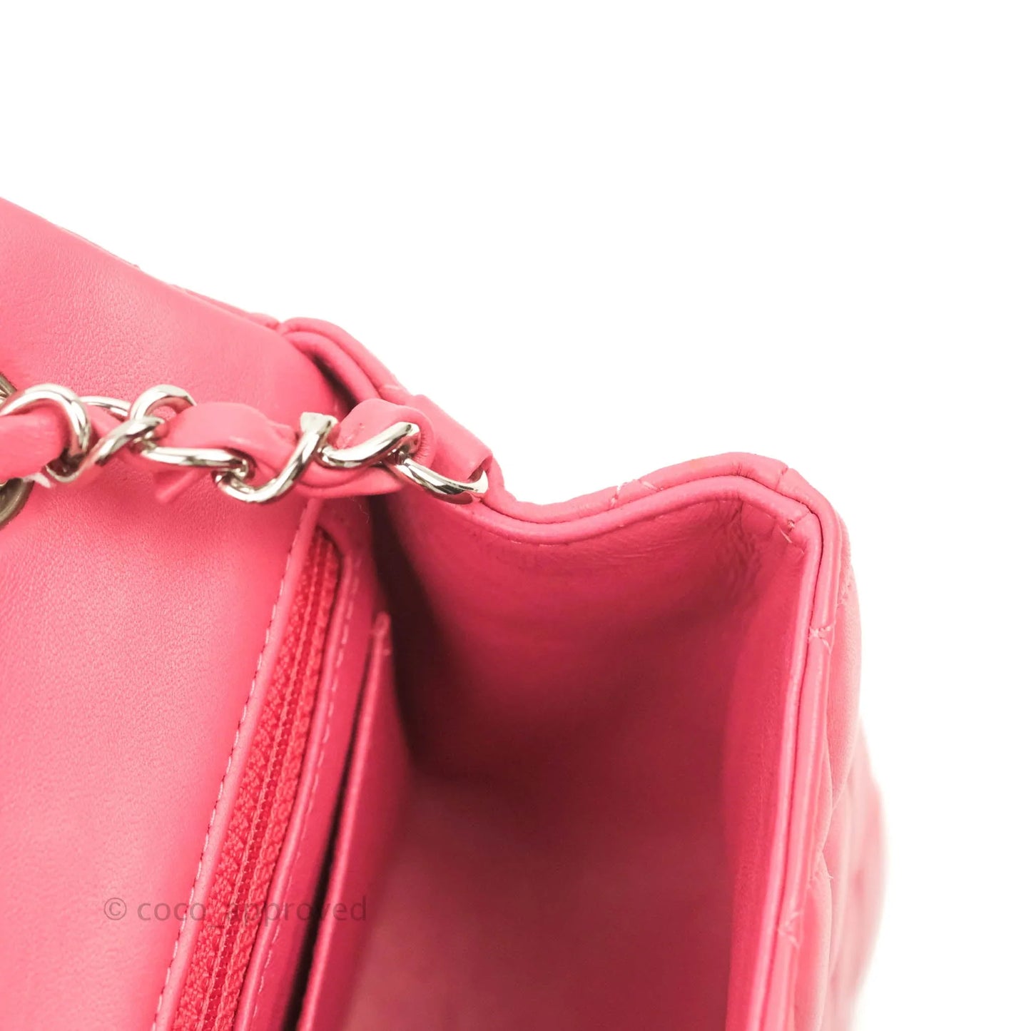 Chanel Quilted Mini Rectangular Flap Pink Lambskin Silver Hardware