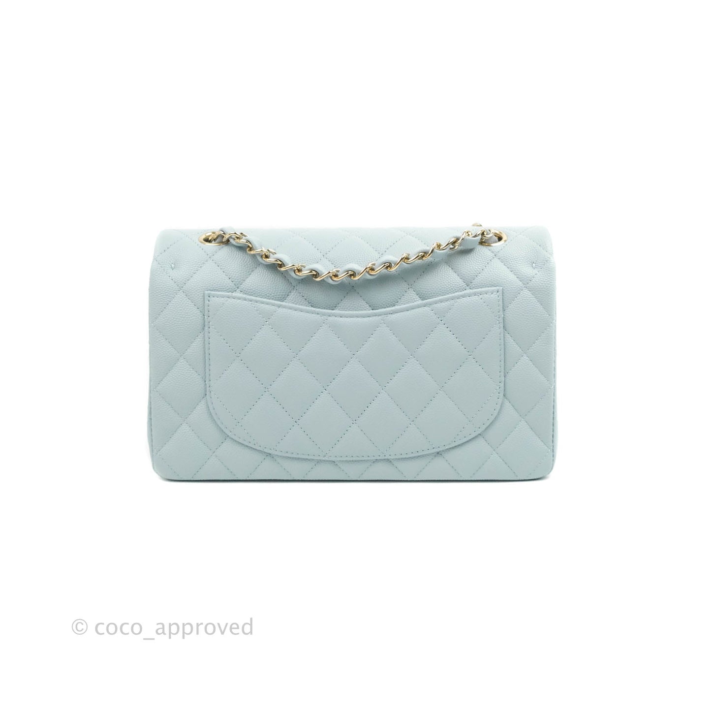 Chanel Small Classic Quilted Flap Light Blue Caviar Gold Hardware