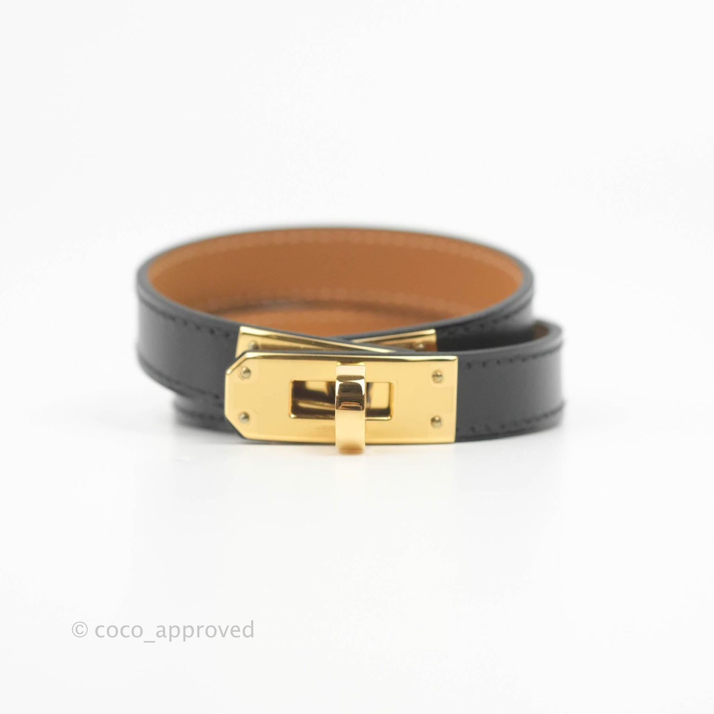 Hermès Kelly Double Tour Swift Bracelet in Black Gold Hardware