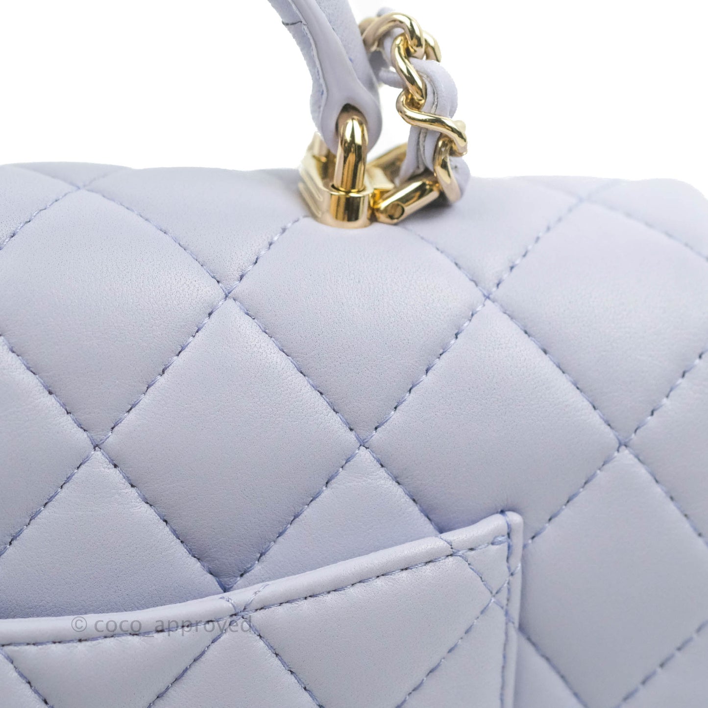 Chanel Top Handle Mini Rectangular Flap Bag Lilac Lambskin Aged Gold Hardware 21K