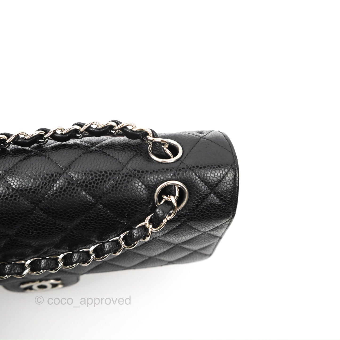 Chanel Classic M/L Medium Flap Quilted Black Caviar Silver Hardware