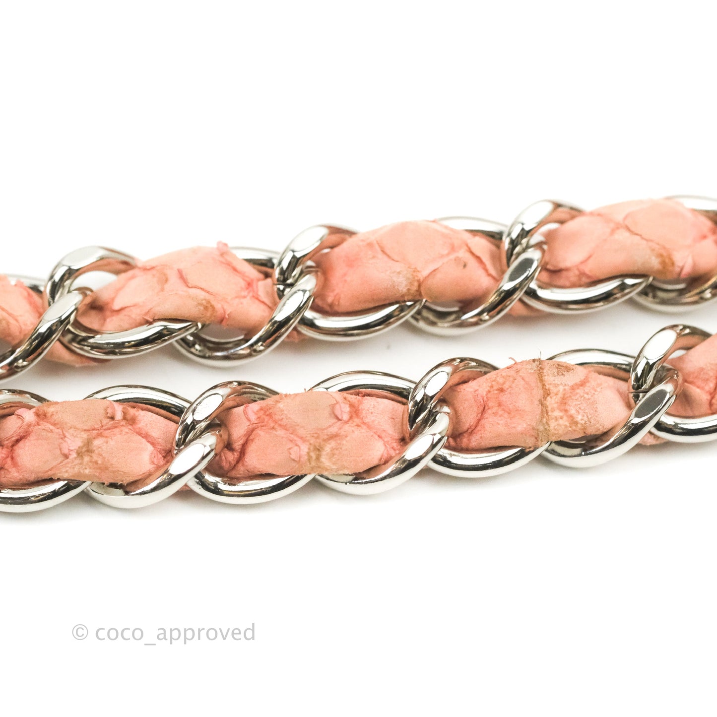 Chanel Classic M/L Medium Flap Quilted Pink Python Silver Hardware