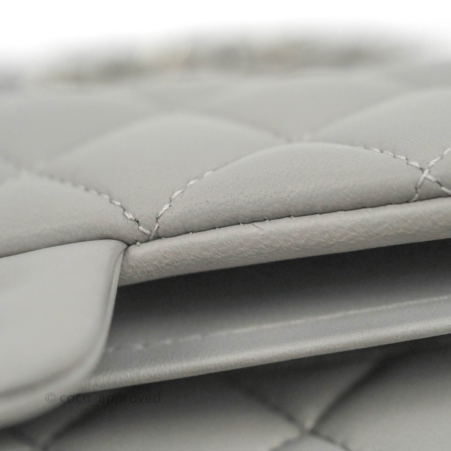 Chanel Small Classic Quilted Flap Grey Lambskin Silver Hardware