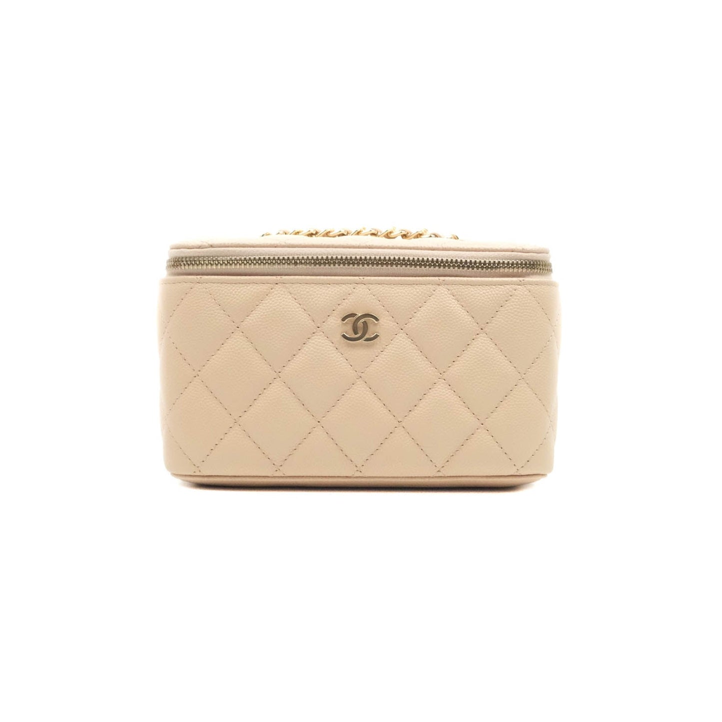 Chanel Vanity with Classic Chain Light Beige Caviar Gold Hardware 22C